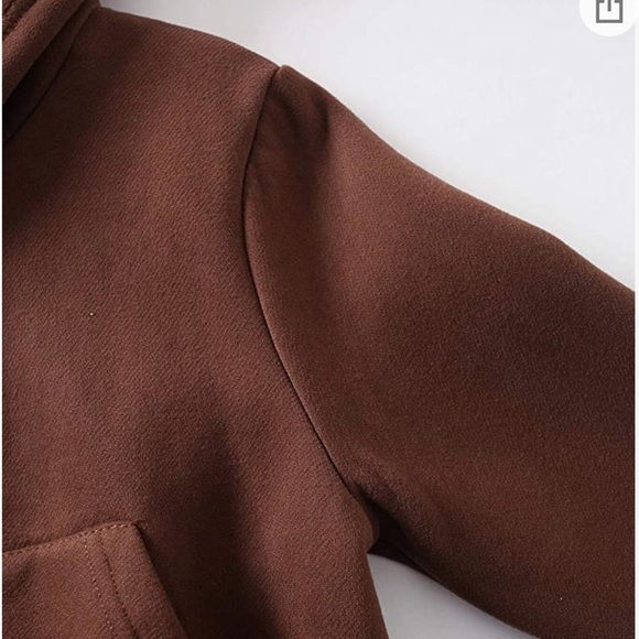 Chocolate Brown - Cropped Zip Up Hoodie - Picture 3 of 5